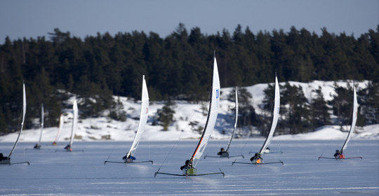 Ice Boats in Stockholm Archipelago - March 2005.