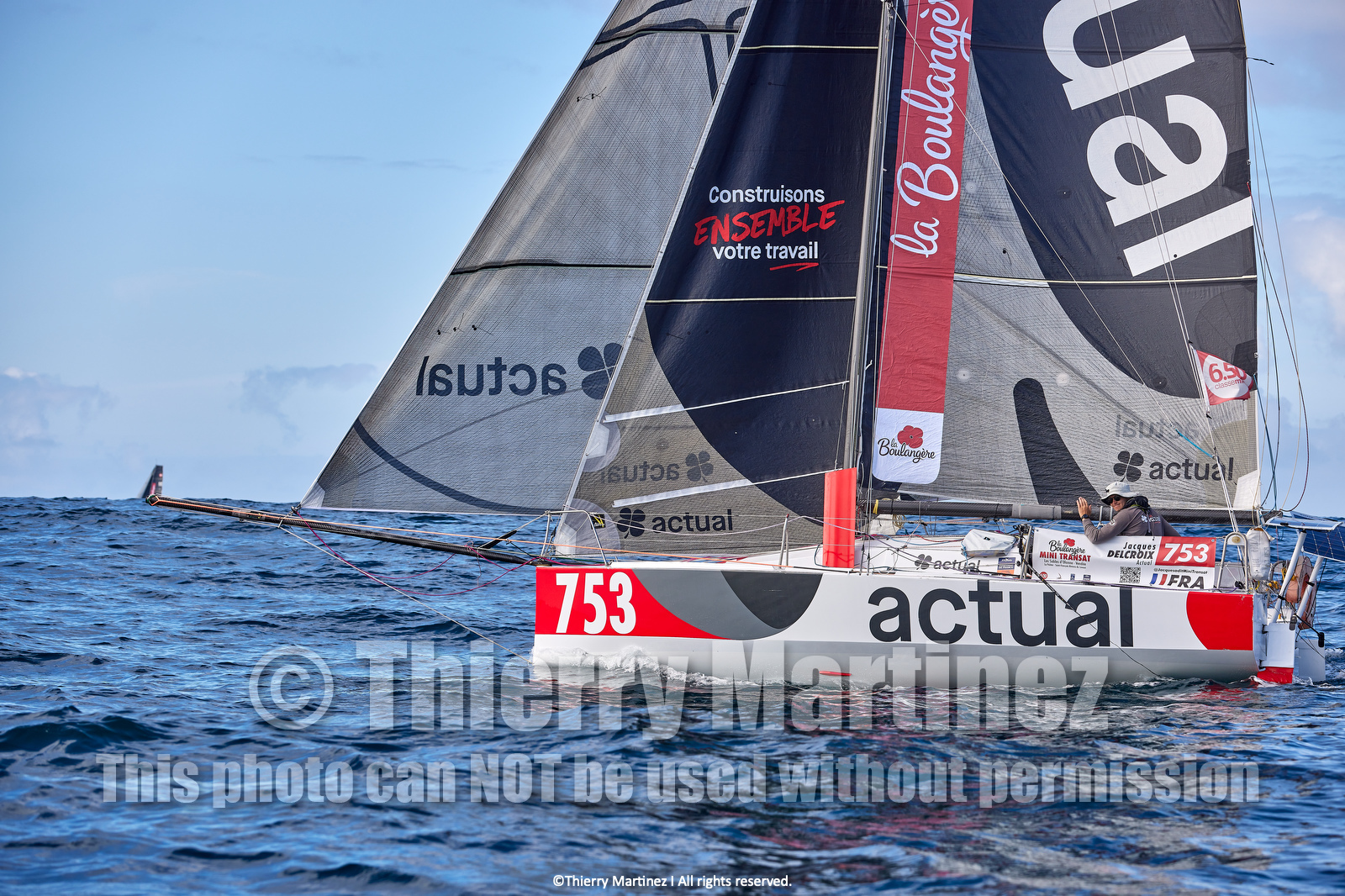 23_22215   © Thierry Martinez. LES SABLES D'OLONNE, 85 - FRANCE 25 septembre 2023.Départ MINI TRANSAT 2023. Départ du Dimanche 24 septembre retardé au Lundi 25 Sept .Les Sables d’Olonne (FRA)    Santa Cruz de la Palma ( Canaries)    St François ( Guadeloupe): 4050 NM.