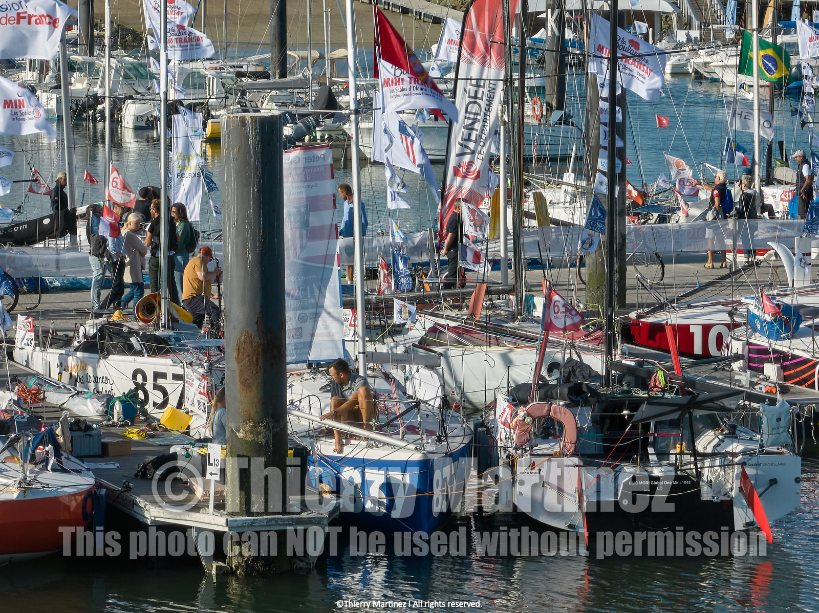 23_21279   © Thierry Martinez. LES SABLES D'OLONNE, 85 - FRANCE 22 septembre 2023.MINI TRANSAT 2023. Départ le 24 septembre.Les Sables d’Olonne (FRA)    Santa Cruz de la Palma ( Canaries)    St François ( Guadeloupe): 4050 NM.