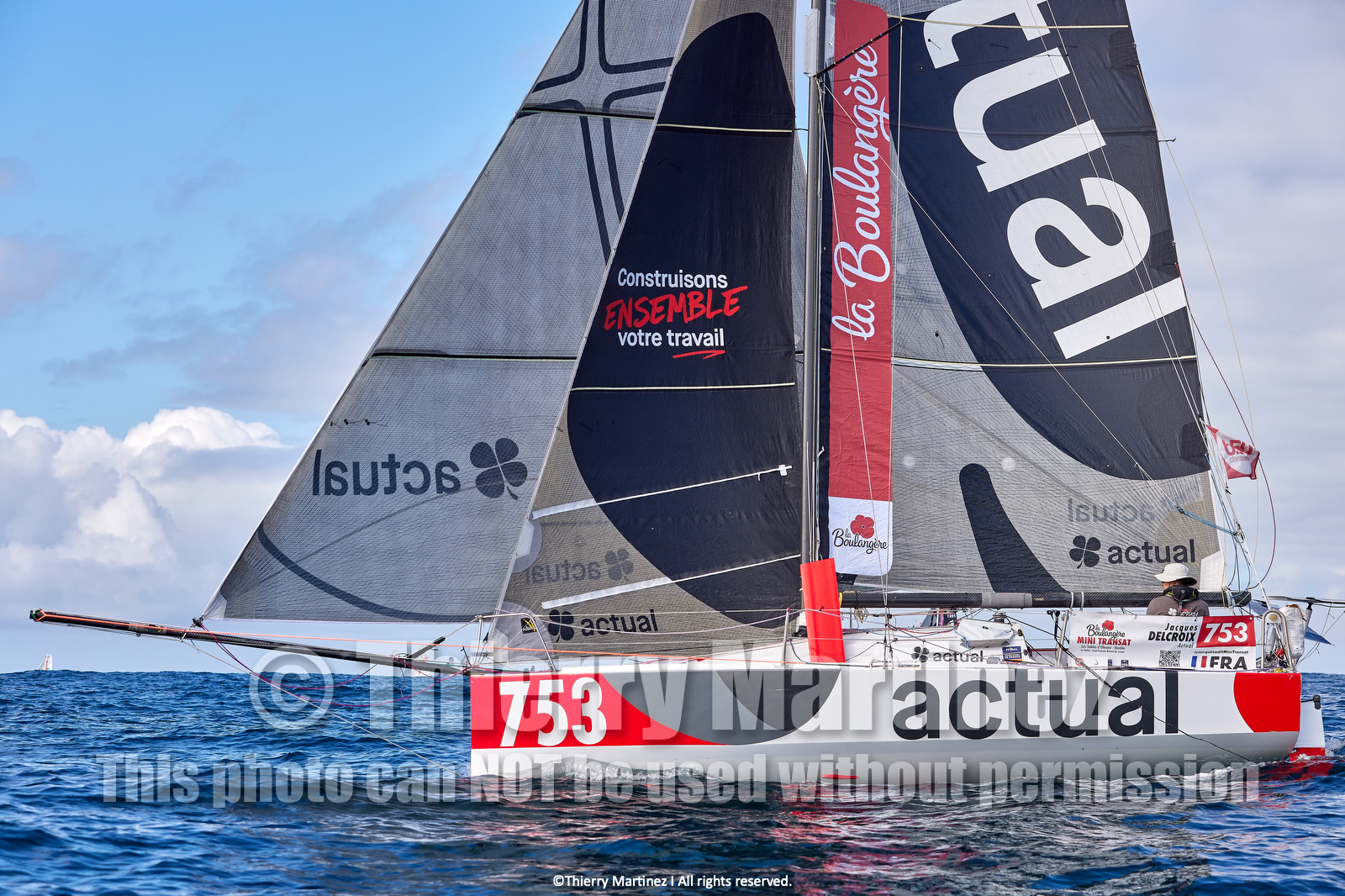 23_22235   © Thierry Martinez. LES SABLES D'OLONNE, 85 - FRANCE 25 septembre 2023.Départ MINI TRANSAT 2023. Départ du Dimanche 24 septembre retardé au Lundi 25 Sept .Les Sables d’Olonne (FRA)    Santa Cruz de la Palma ( Canaries)    St François ( Guadeloupe): 4050 NM.