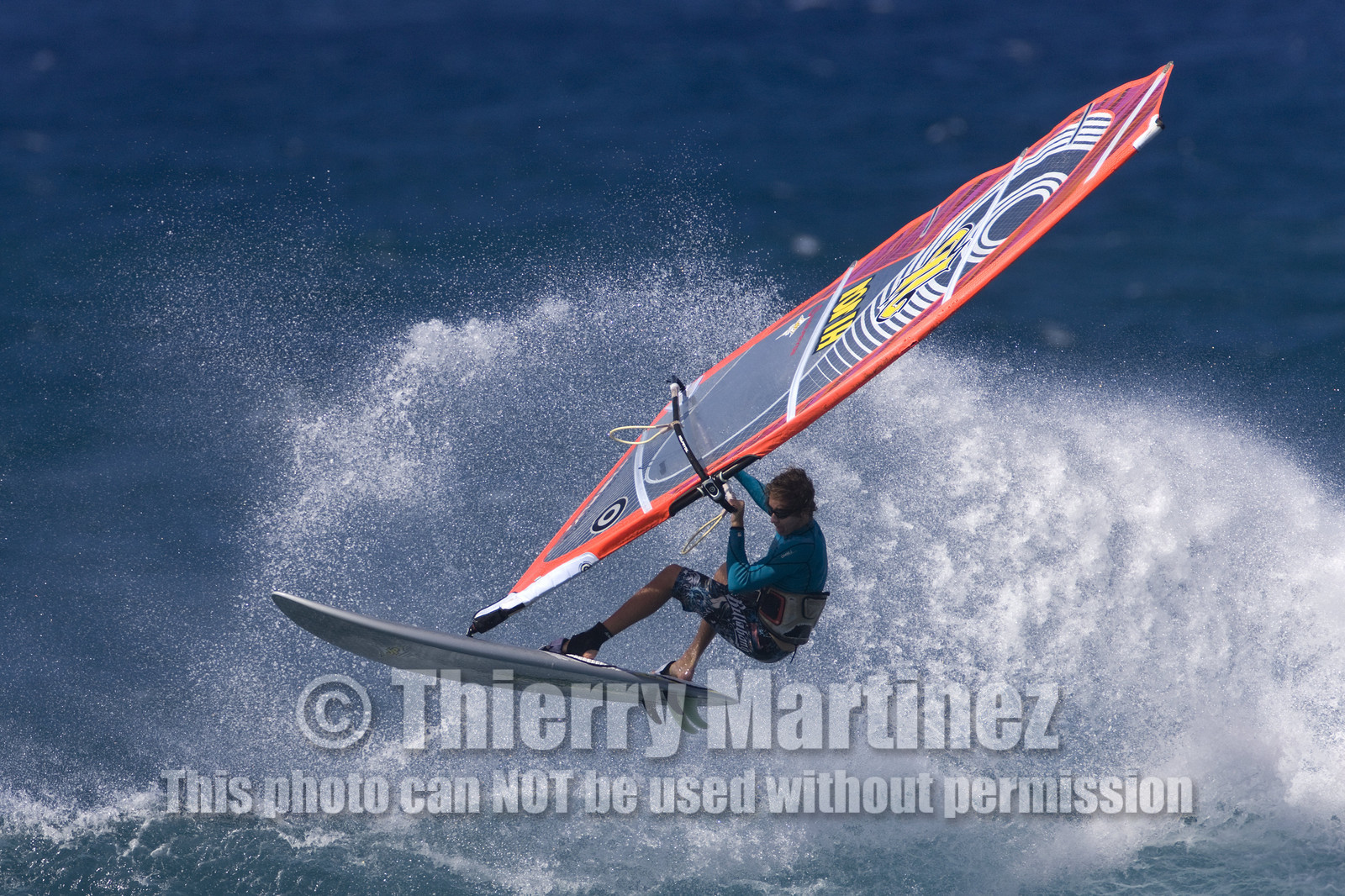 Windsurf in waves at Hookip'a Beach - North Shore Maui - Hawaii.