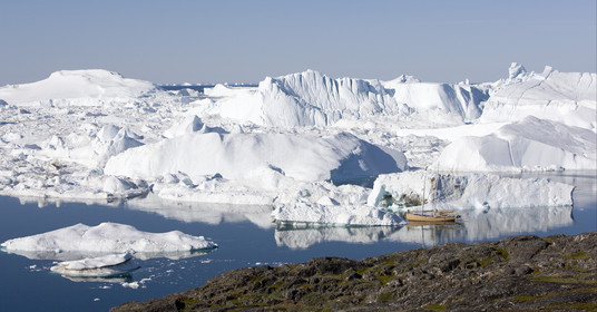 Schooner LA LOUISE sailing on west coast of Greenland.