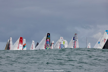 23_21836   © Thierry Martinez. LES SABLES D'OLONNE, 85 - FRANCE 25 septembre 2023.Départ MINI TRANSAT 2023. Départ du Dimanche 24 septembre retardé au Lundi 25 Sept .Les Sables d’Olonne (FRA)    Santa Cruz de la Palma ( Canaries)    St François ( Guadeloupe): 4050 NM.