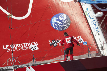 MACSF , Bertrand de Broc et Marc Guillemot avant la Transat Jacques Vabre 2015.