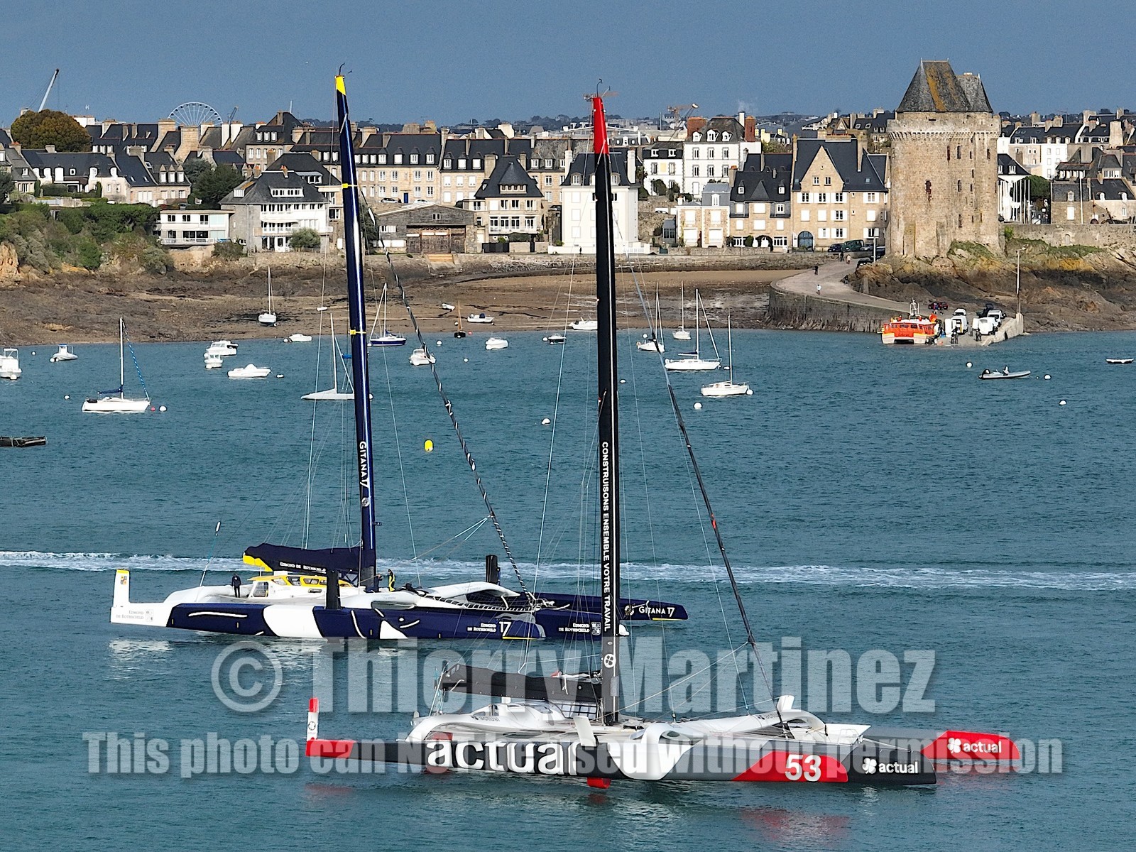 22_37157   © Thierry Martinez.DINARD, FRANCE.9 Novembre  2022Départ de la 12éme ROUTE DU RHUM, transatlantique course à la voile en solitaire de St Malo(FRA)  à Pointe à Pitre (FRA-Guadeloupe) 3.543 milles nautiques.La flotte des Ultimes en attente à Dinard.