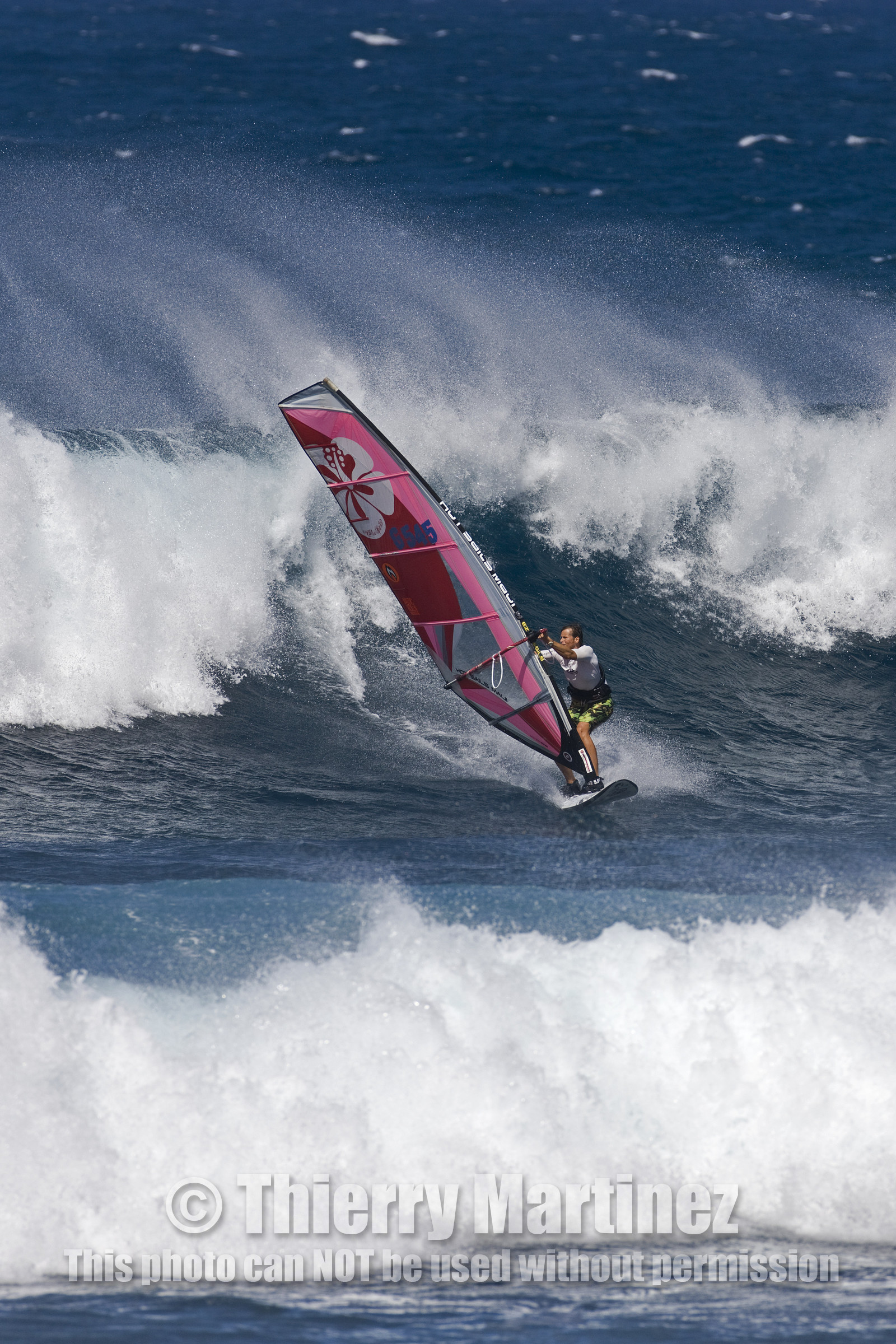 Windsurf in waves at Hookip'a Beach - North Shore Maui - Hawaii.