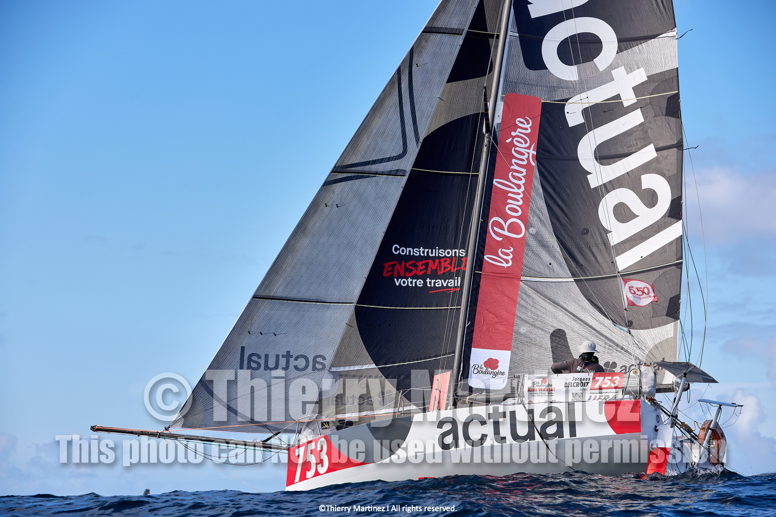 23_22206   © Thierry Martinez. LES SABLES D'OLONNE, 85 - FRANCE 25 septembre 2023.Départ MINI TRANSAT 2023. Départ du Dimanche 24 septembre retardé au Lundi 25 Sept .Les Sables d’Olonne (FRA)    Santa Cruz de la Palma ( Canaries)    St François ( Guadeloupe): 4050 NM.