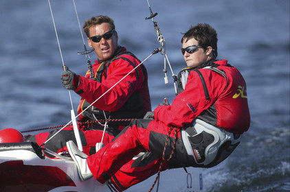 03_3083D 03_3080D  © Th.Martinez,STOCKHOLM ARCHIPELAGO - SWEDEN8 07 03-Archipelago Raid (2003)  Day 1.OMEGA Ellen MacArthur (UK) and NICK MOLONEY (AUS)   at the helm.