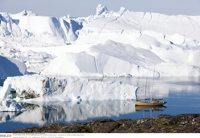 Schooner LA LOUISE sailing on west coast of Greenland.