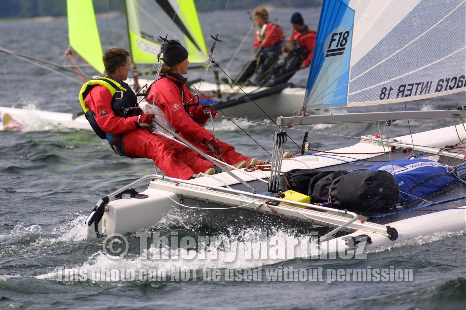 01_0504D-©ThMartinez- Sweden 1st 3rd August 2001. Archipelago Raid (Catamaran Formula 18).Eskil Degsell (SWE) & Anders Perols (SWE) and Jyrki Järvi (FIN) & Pete Karto (FIN)