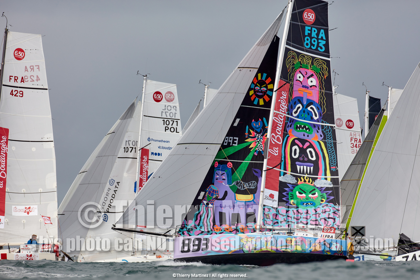 23_22383   © Thierry Martinez. LES SABLES D'OLONNE, 85 - FRANCE 25 septembre 2023.Départ MINI TRANSAT 2023. Départ du Dimanche 24 septembre retardé au Lundi 25 Sept .Les Sables d’Olonne (FRA)    Santa Cruz de la Palma ( Canaries)    St François ( Guadeloupe): 4050 NM.