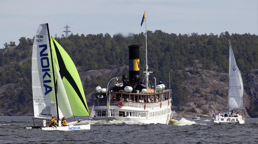 03_3276D © Th.Martinez,STOCKHOLM SWEDEN, 11 07 03-Archipelago Raid (2003), Day 4 . last leg..3Team NOKIA - Adilstam in ferry traffic.
