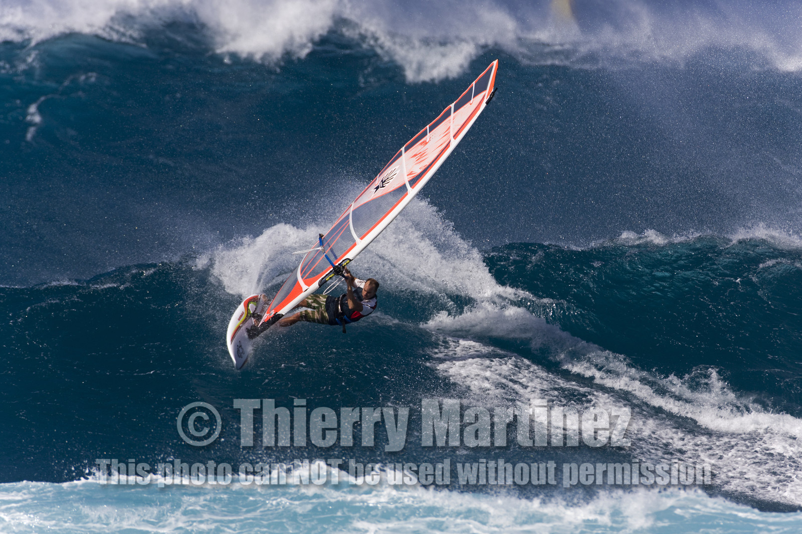 Windsurf in waves at Hookip'a Beach - North Shore Maui - Hawaii.