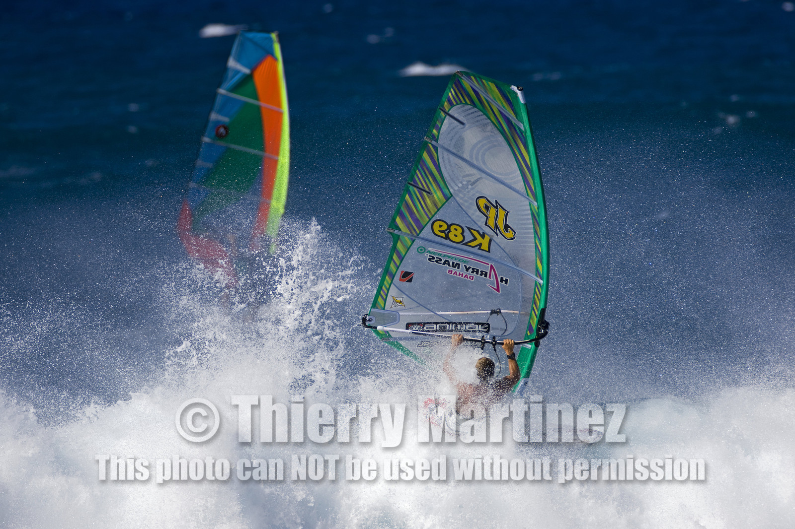 Windsurf in waves at Hookip'a Beach - North Shore Maui - Hawaii.