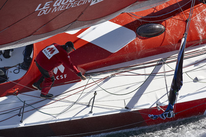 MACSF , Bertrand de Broc et Marc Guillemot avant la Transat Jacques Vabre 2015.
