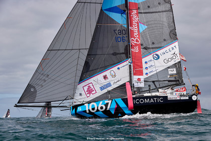 23_22102   © Thierry Martinez. LES SABLES D'OLONNE, 85 - FRANCE 25 septembre 2023.Départ MINI TRANSAT 2023. Départ du Dimanche 24 septembre retardé au Lundi 25 Sept .Les Sables d’Olonne (FRA)    Santa Cruz de la Palma ( Canaries)    St François ( Guadeloupe): 4050 NM.