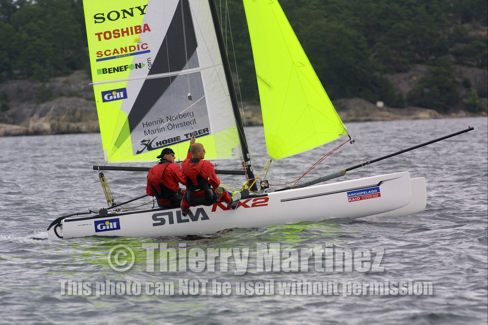 01_0512D-©ThMartinez- Sweden 1st 3rd August 2001. Archipelago Raid (Catamaran Formula 18).Henrik Norberg (SWE) & Martin Öhrstedt (SWE)