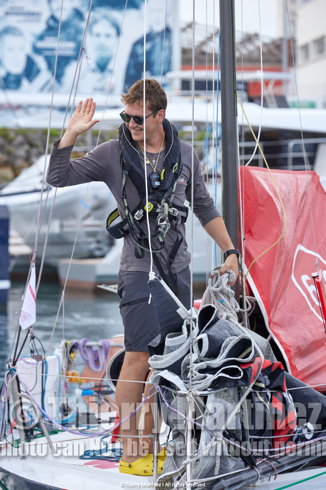 23_21768   © Thierry Martinez. LES SABLES D'OLONNE, 85 - FRANCE 25 septembre 2023.Départ MINI TRANSAT 2023. Départ du Dimanche 24 septembre retardé au Lundi 25 Sept .Les Sables d’Olonne (FRA)    Santa Cruz de la Palma ( Canaries)    St François ( Guadeloupe): 4050 NM.