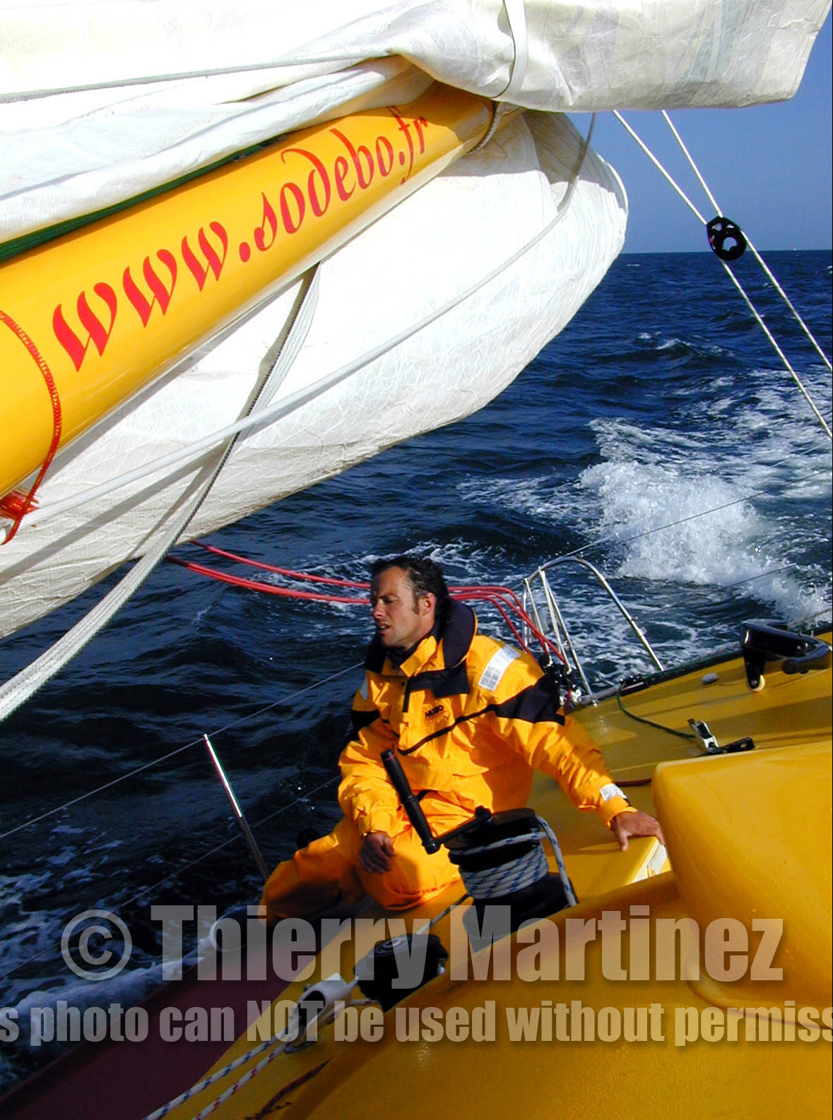 ©Thierry Martinez   Sea&Co. Open 60' SODEBO , skipper Thomas Coville ( FRA).La Trinite sur Mer ( FRA), 21 mai 2000, entrainement .