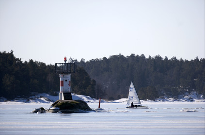 Ice Boats in Stockholm Archipelago - March 2005.