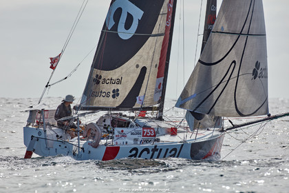 23_22840   © Thierry Martinez. LES SABLES D'OLONNE, 85 - FRANCE 25 septembre 2023.Départ MINI TRANSAT 2023. Départ du Dimanche 24 septembre retardé au Lundi 25 Sept .Les Sables d’Olonne (FRA)    Santa Cruz de la Palma ( Canaries)    St François ( Guadeloupe): 4050 NM.