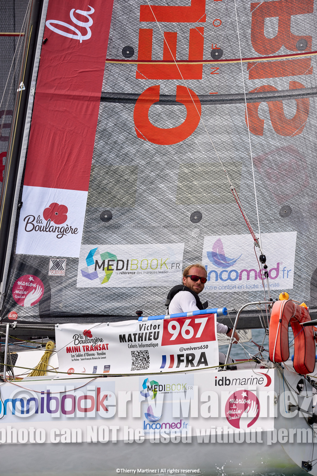 23_22046   © Thierry Martinez. LES SABLES D'OLONNE, 85 - FRANCE 25 septembre 2023.Départ MINI TRANSAT 2023. Départ du Dimanche 24 septembre retardé au Lundi 25 Sept .Les Sables d’Olonne (FRA)    Santa Cruz de la Palma ( Canaries)    St François ( Guadeloupe): 4050 NM.