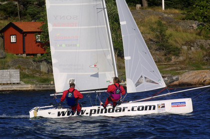 01_0487D-©ThMartinez- Sweden 1st 3rd August 2001. Archipelago Raid (Catamaran Formula 18) .Emma Richards (UK)& Ronan Cointo(FRA)