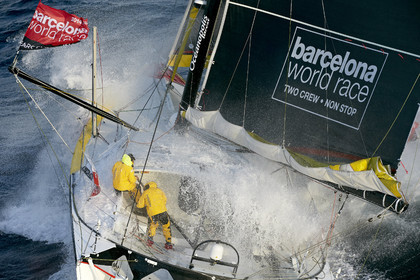 2014 BARCELONA WORLD RACE. Bernard Stamm (SUI) & Jean Le Cam (FRA) on CHEMINEES POUJOULAT