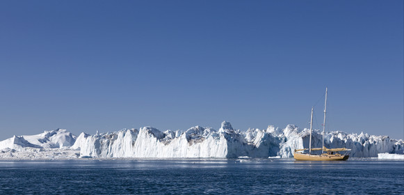 Schooner LA LOUISE sailing on west coast of Greenland.