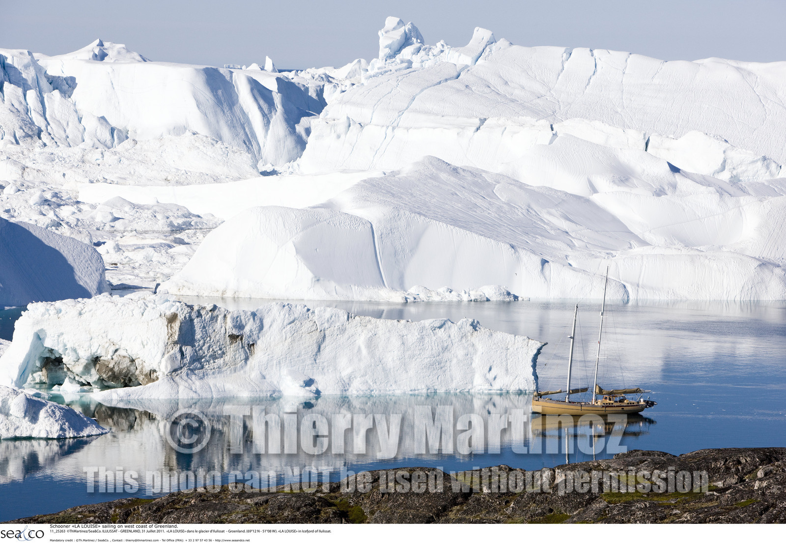 Schooner LA LOUISE sailing on west coast of Greenland.