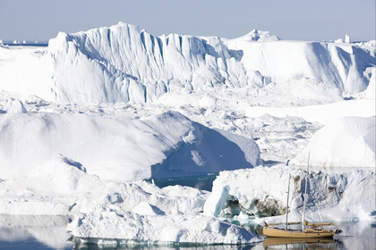 Schooner LA LOUISE sailing on west coast of Greenland.