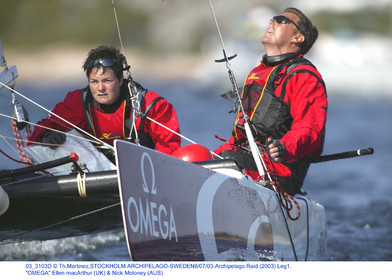 03_3103D © Th.Martinez,STOCKHOLM ARCHIPELAGO-SWEDEN8 07 03-Archipelago Raid (2003) Leg1..OMEGA Ellen macArthur (UK) & Nick Moloney (AUS)