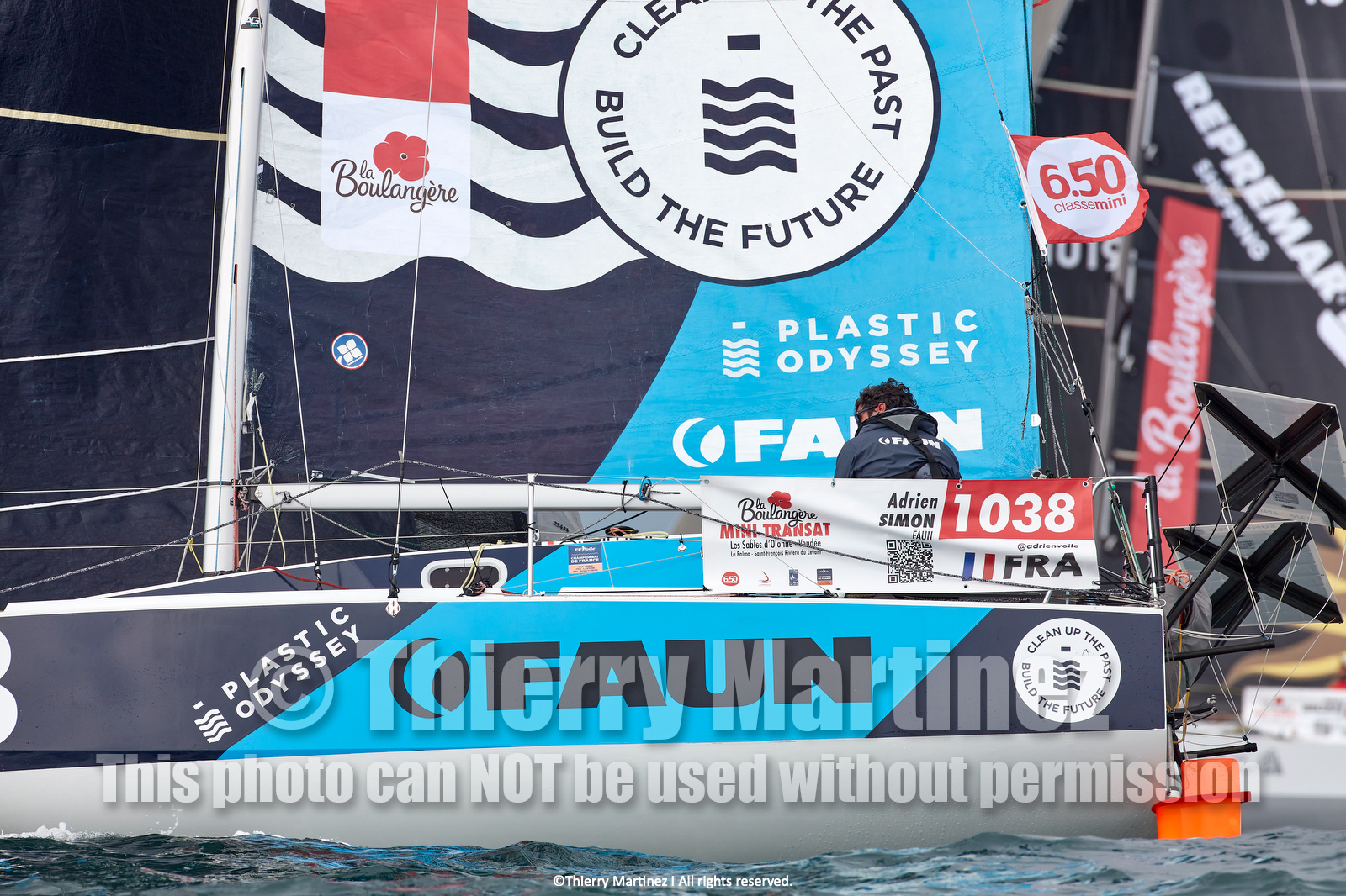 23_22540   © Thierry Martinez. LES SABLES D'OLONNE, 85 - FRANCE 25 septembre 2023.Départ MINI TRANSAT 2023. Départ du Dimanche 24 septembre retardé au Lundi 25 Sept .Les Sables d’Olonne (FRA)    Santa Cruz de la Palma ( Canaries)    St François ( Guadeloupe): 4050 NM.