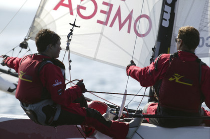 03_3142D  © Th.Martinez,STOCKHOLM ARCHIPELAGO - SWEDEN8 07 03-Archipelago Raid (2003)  Day 1..OMEGA NICK MOLONEY (AUS) at the helm and Ellen MacArthur (UK) at the navigation