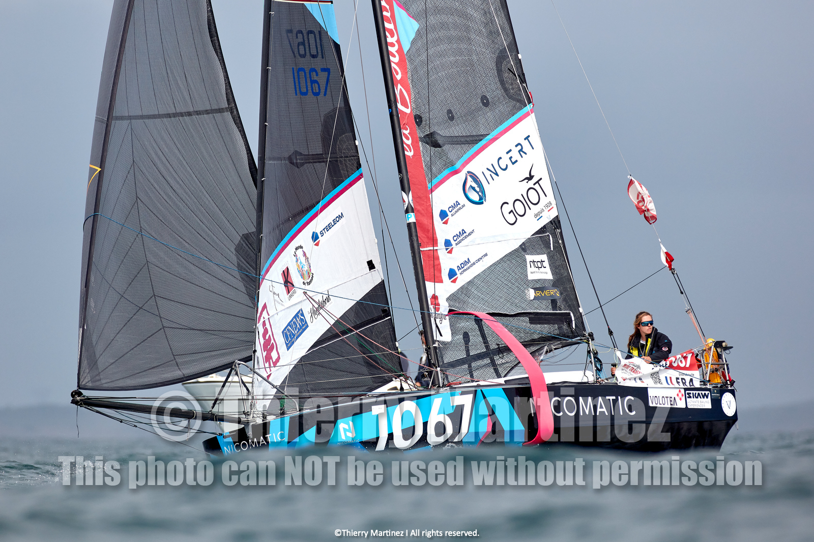 23_22744   © Thierry Martinez. LES SABLES D'OLONNE, 85 - FRANCE 25 septembre 2023.Départ MINI TRANSAT 2023. Départ du Dimanche 24 septembre retardé au Lundi 25 Sept .Les Sables d’Olonne (FRA)    Santa Cruz de la Palma ( Canaries)    St François ( Guadeloupe): 4050 NM.