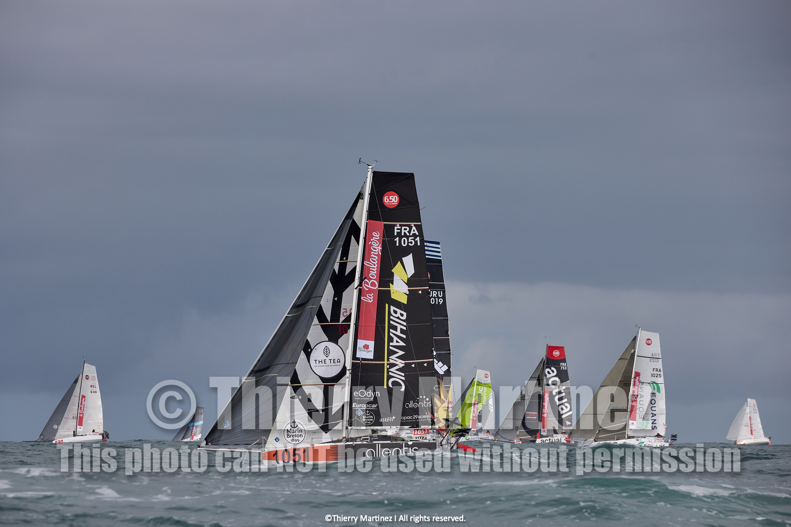 23_22006   © Thierry Martinez. LES SABLES D'OLONNE, 85 - FRANCE 25 septembre 2023.Départ MINI TRANSAT 2023. Départ du Dimanche 24 septembre retardé au Lundi 25 Sept .Les Sables d’Olonne (FRA)    Santa Cruz de la Palma ( Canaries)    St François ( Guadeloupe): 4050 NM.
