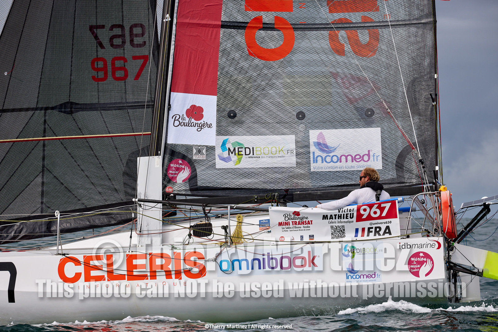 23_22033   © Thierry Martinez. LES SABLES D'OLONNE, 85 - FRANCE 25 septembre 2023.Départ MINI TRANSAT 2023. Départ du Dimanche 24 septembre retardé au Lundi 25 Sept .Les Sables d’Olonne (FRA)    Santa Cruz de la Palma ( Canaries)    St François ( Guadeloupe): 4050 NM.